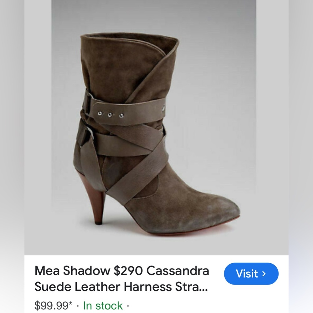 Mea Shadow Green Heeled Boots with Wooden Heel and Straps